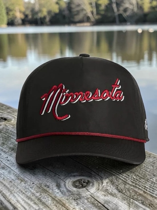 Bad Birdie Minnesota Script Rope Golf Hat Black Red Snapback Adjustable main image 5